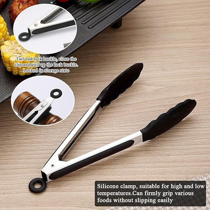 ReaNea Stainless Steel Cooking Utensils Set 6 Pieces, Kitchen Tools Set Include Metal Spatula Set, Skimmer, Ladle, Tong, Whisk, Kitchen Gadgets Essentials New Home Must Have