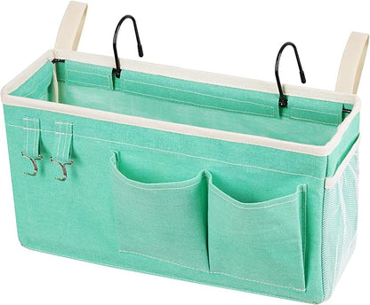 Loghot Bedside Caddy/Bedside Storage Bag Hanging Organizer for Bunk and Hospital Beds,Dorm Rooms Bed Rails,Can be Placed Glasses,Books,Mobile Phones,Keys (Green)