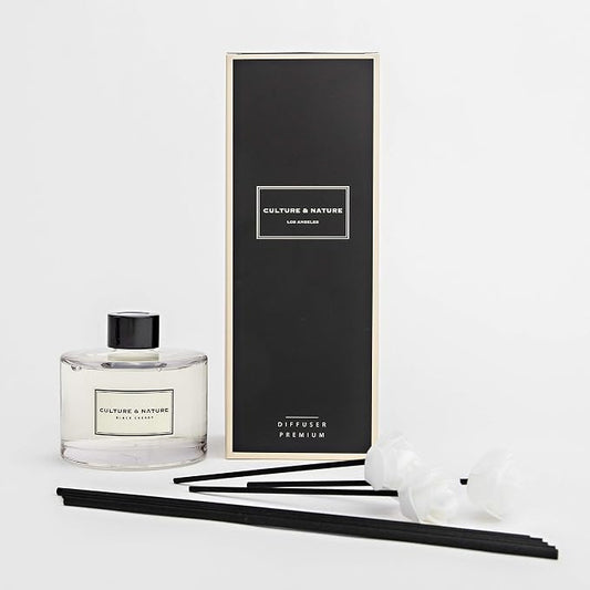 CULTURE & NATURE Reed Diffuser Set 6.7oz (200ml) Black Cherry Scented Diffuser with Sticks Home Fragrance Reed Diffuser for Bathroom Shelf Decor