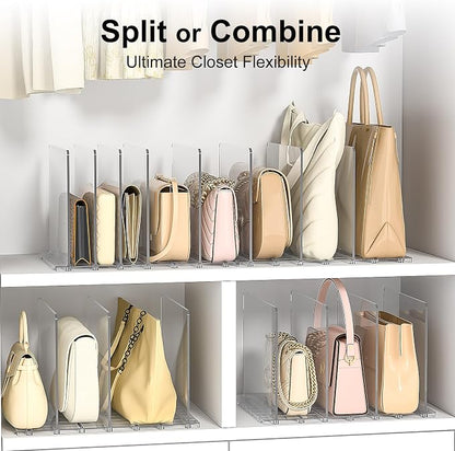 SortNStore Bag Purse Organizer Accessories: 2-Dividers Plastic Clutch Dividers for Closet Organizers and Storage - Keep Carteras & Pocketbook Upright
