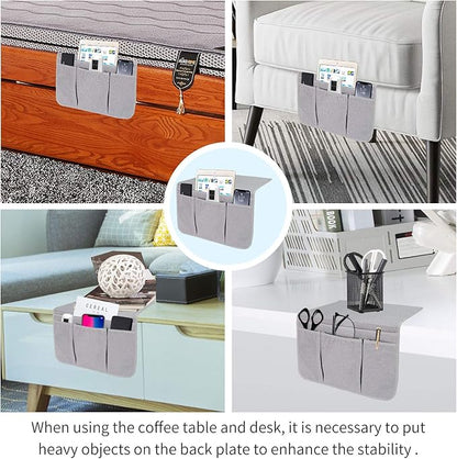 Bedside Caddy Bedside Storage Organizer Magazine Phone Tablet iPad Remote Holder, Organizer Caddy for Home College Dorm Bed, Sofa, Bunk Bed (Silver Gray)