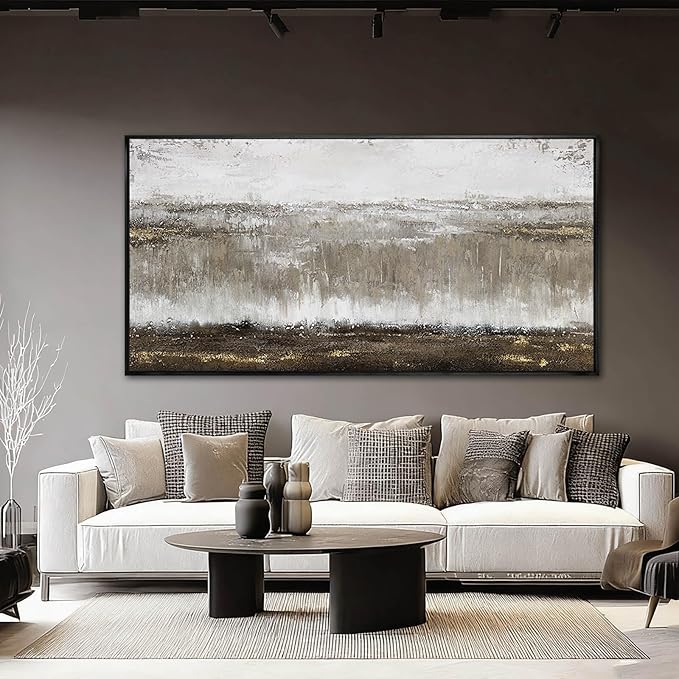 Artexist Neutral Wood Wall Decor Abstract Wall Art Contemporary Canvas Prints 29"x58" Large Posters for Living Room Kitchen Pictures