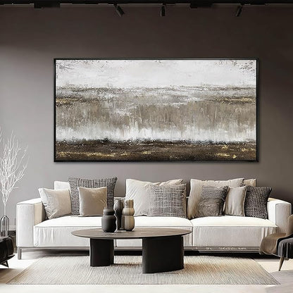 Artexist Neutral Wood Wall Decor Abstract Wall Art Contemporary Canvas Prints 29"x58" Large Posters for Living Room Kitchen Pictures