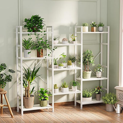 SUPERJARE Triple Bookshelf, Bookcase with 11 Open Display Shelves, Wide Book Shelf Book Case for Home & Office, 4 Tier, White