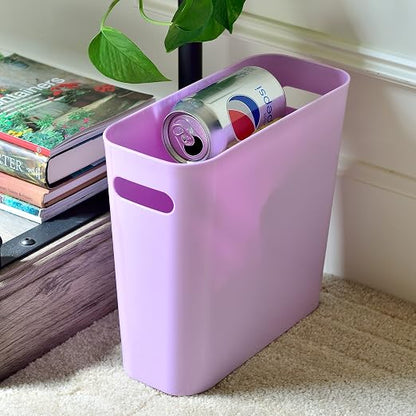 Youngever 1.5 Gallon Slim Trash Can, Plastic Garbage Container Bin, Small Trash Bin with Handles for Home Office, Living Room, Study Room, Kitchen, Bathroom (1 Pack Purple)