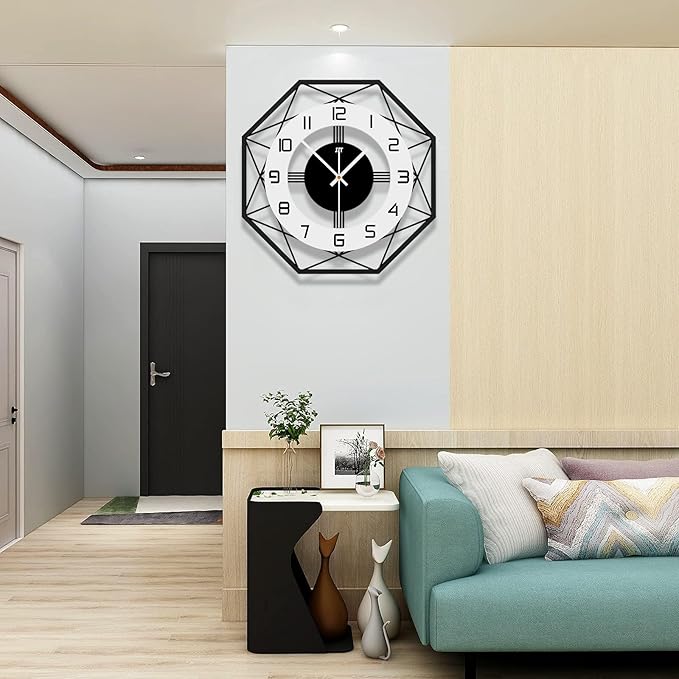Large Wall Clocks for Living Room Decor Modern Silent Wall Clock for Home House Kitchen Bedroom Decorative Big Wall Clock Non Ticking Battery Operated Quartz for Bathroom Outdoor Indoor 17 in