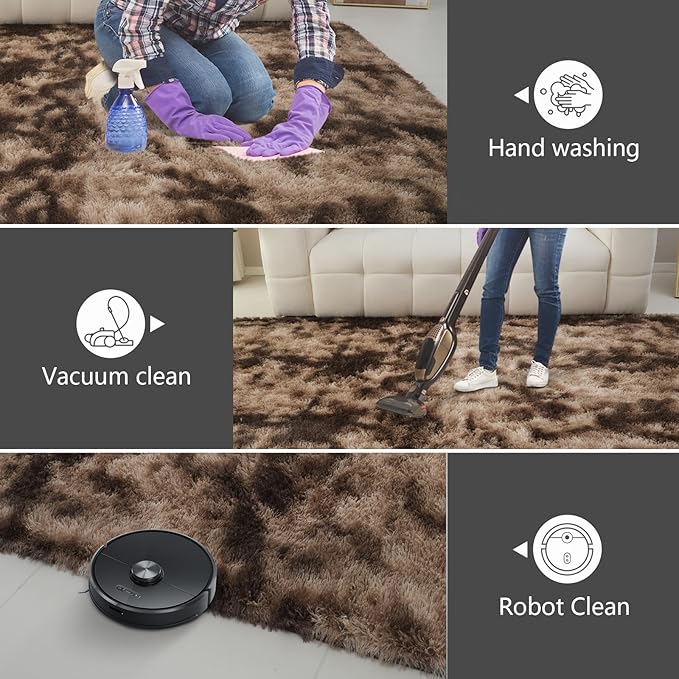 9X12 Large Area Rugs for Living Room Bedroom,Big Shag Rug for Bedroom Dorm,Soft Fluffy Indoor Carpet Plush Rugs for Living Room Home Decor (Mottling Brown, 9X12 Feet)