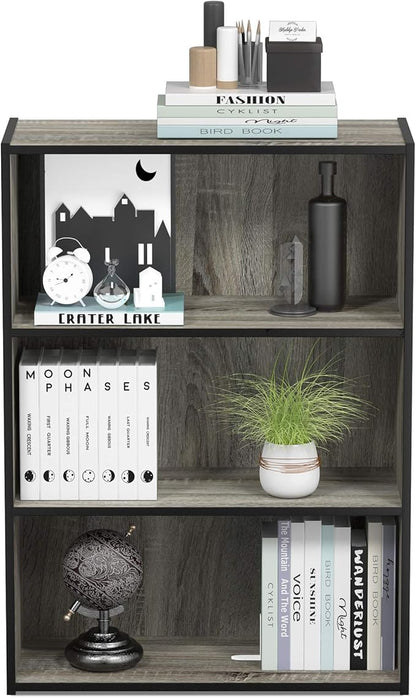Furinno PASIR Book Shelf, 3-Tier Bookshelf, Storage Shelves Bookcase, 9.7 x 23.7 x 31.5, for Living Room, Bedroom, Home Office, French Oak