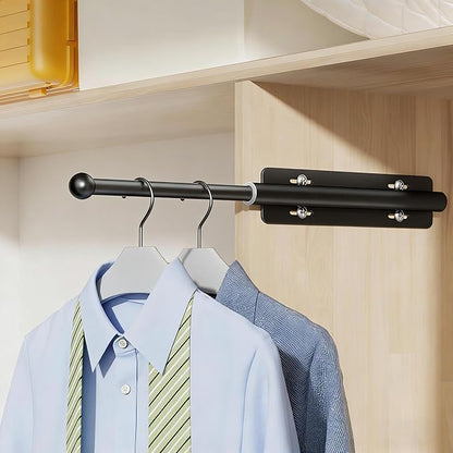 12-23 Inch Valet Rod for Closets Pull Out,Retractable Closet Valet Rod Slide Out,Heavy Duty Valet Rod for Closet Space, Laundry Room, RV, Wardrobes (Black)