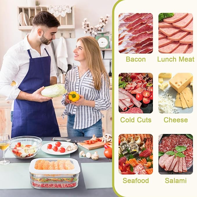 5 Pcs Deli Meat Container for Fridge, Stackable Bacon Lunch Meat Container for Refrigerator, Food Storage Boxes with 5 Lids for Cold Cuts, Cheese, LunchMeat, Salami, Meal Prep Containers, BPA Free