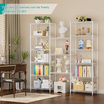 SINGAYE 8 Tier Shelf Organizer Storage Metal Shelves Garage Wire Shelving Unit Pantry Rack Adjustable Standing Storage for Kitchen Closet Laundry Bathroom Pantry 12" D x 22" W x 74" H White