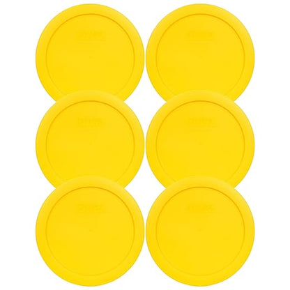 Pyrex 7201-PC 4 Cup Meyer Lemon Yellow Food Storage Replacement Lids (6-Pack) - Made in USA