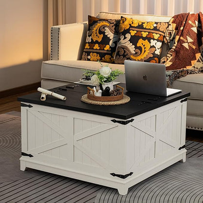 Farmhouse Coffee Table Set of 3, Furniture Set, Coffee Table with Hidden Storage Organizer and Nightsand 3-Piece Set, Large Country Natural Center Table Set for Living Room,Office, Home