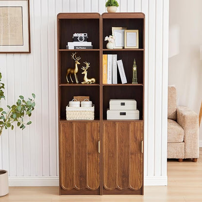 ORRD Narrow Tall Bathroom Storage Cabinet, Freestanding Storage Cabinet with Open Storage Compartments and Adjustable Shelf for Small Space, Bathroom, Living Room, Kitchen, (Walnut)