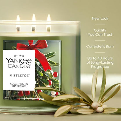 Yankee Candle Mistletoe, Scented Candle, 14.5oz 3-Wick Candle Jar with up to 40 Hours Burn Time