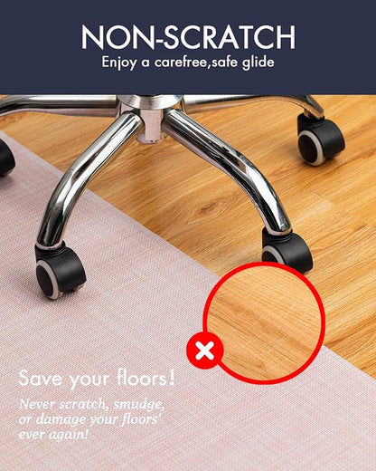 BARoyal Office Chair Mat for Hardwood Floor Under Desk Computer Rolling Chair Mat for Wood/Tile Floor Non-Slip Heavy Duty Desk Rug PVC Plastic Hard Floor Protector 36" x 48"(Blush)