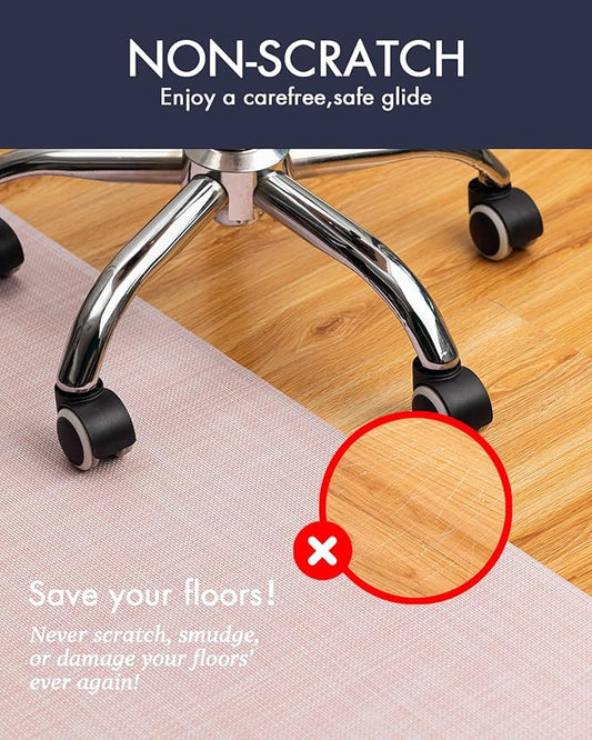 BARoyal Office Chair Mat for Hardwood Floor Under Desk Computer Rolling Chair Mat for Wood/Tile Floor Non-Slip Heavy Duty Desk Rug PVC Plastic Hard Floor Protector 45" x 53"(Blush)