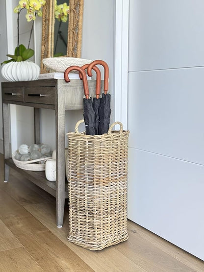 KOUBOO Kobo Square Umbrella Stand with Metal Water Catch, Gray Storage Basket Grey