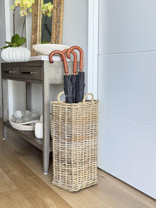 KOUBOO Kobo Square Umbrella Stand with Metal Water Catch, Gray Storage Basket Grey