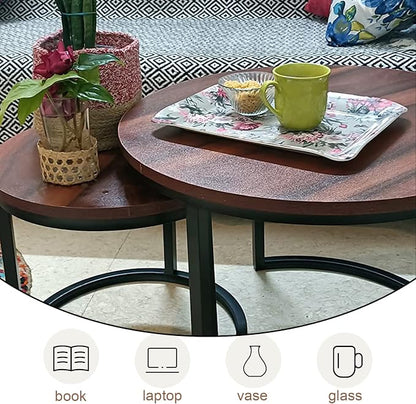 Garden 4 you Nesting Coffee Table Rustic Brown 2 Sets for Small Place Engineered Wood Sofa End Side Table for Living Room Cabin Bed Room Dining Room