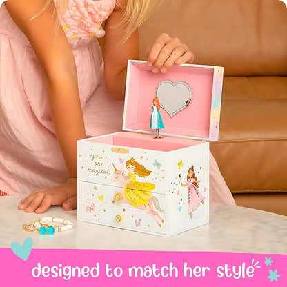 Musical Princess Jewelry Box for Girls - Kids Music Box with Spinning Princess, Princess Birthday Gifts for Little Girls, Jewelry Boxes, 6.8 x 5.3 x 6 in - Ages 3-10