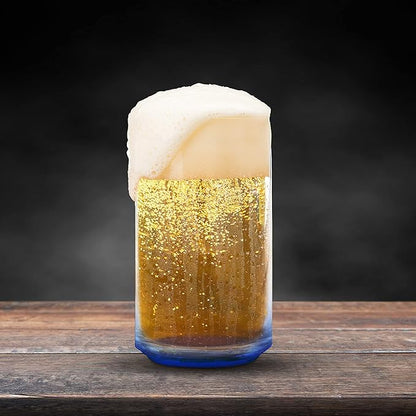 DISCOUNT PROMOS Beer Can Glasses Set of 10, 16 oz. Pint Sized, Soda Can Shape, Glassware, Blue