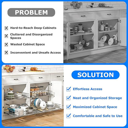 WelFurGeer Soft Close Slide Out Cabinet Shelf, 11" W x 22" D Pull Out Drawers for Kitchen Cabinets, Kitchen Shelf Organizer, Cupboard Organizers and Storage, Under Cabinet Pull Out Shelves