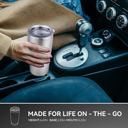 20 oz Tumbler Stainless Steel Tumblers Bulk with Lid Double Wall Insulated Coffee Tumbler Cups for Hot & Cold Drinks Powder Coated Travel Coffee Tumbler Mug Metal (Stainless Steel, 6 pack)