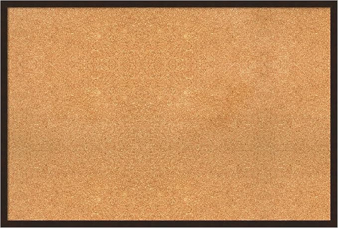 Amanti Art Natural Cork Board for Wall, 25x37 Vision Board with Brown Wood Frame, Large Corkboard Office Decor for Home Organization, Rustic Farmhouse Corkboard Pinboard to display items for home