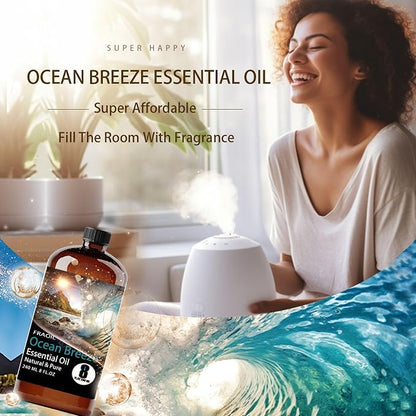 Ocean Breeze Essential Oil, Ocean Breeze Oil 8 Fl Oz 240ML for Diffuser Humidifier Yoga Cleaning DIY Candle Soap Making Perfume Gift for Women Fragrance Oils FRAOIL (Ocean Breeze 8 Fl Oz (Pack of 1))