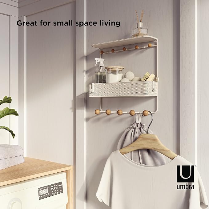 Umbra Estique Entryway Organizer with Hooks and Shelves, W/Shelf, White (Pack of 3)