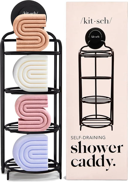 Kitsch Hanging Shower Caddy with Suction Cup – Self-Draining Bar Soap Holder & Shower Caddy for Shampoo Bars, Conditioner Bars & Soap – Rust Proof, Eco-Friendly, Wall Mount or Free-Standing Organizer