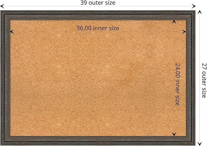 Amanti Art Natural Cork Board for Wall, 27x39 Vision Board with Brown Wood Frame, Large Corkboard Office Decor for Home Organization, Rustic Farmhouse Corkboard Pinboard to display items for home