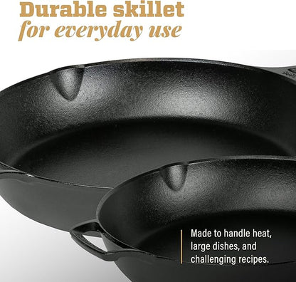 Lodge Blacklock Cast Iron Skillet Set, 10.25" & 12" - Triple Seasoned - Lightweight - Easy Cleanup - Premium Cookware