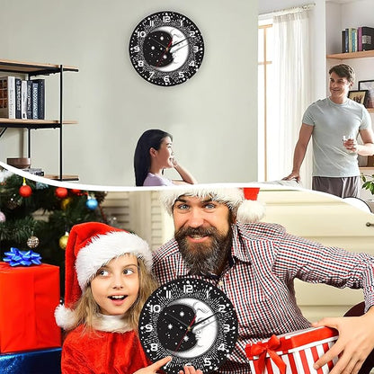 Clock for Living Room, Boho Crescent Moon and Stars Wall Clock Silent Non-Ticking Battery Operated Clock 10 Inch, Home Decor for Living Room, Kitchen, Bedroom and Office