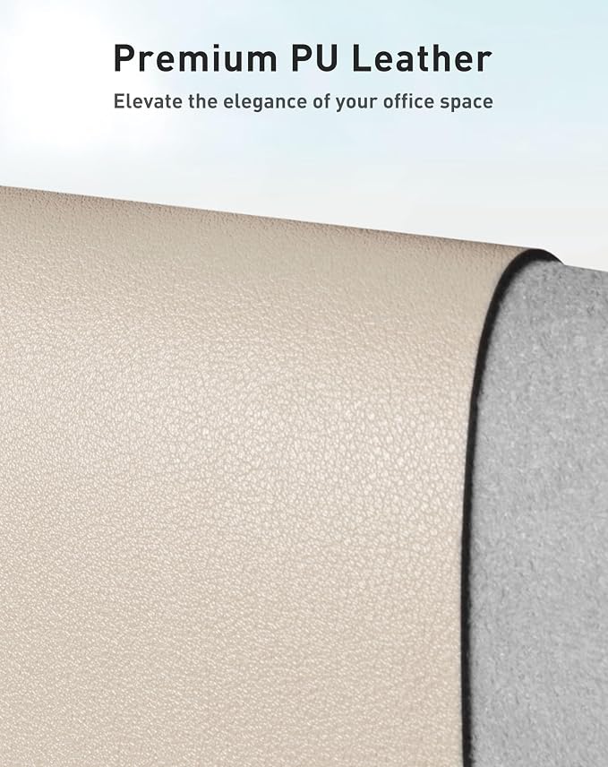 Aothia Faux Leather Desk Mat - Large Mouse Pad, Non-Slip PU Leather Blotter, Waterproof Writing Surface for Office and Home (Eggshell, 42" x 17")