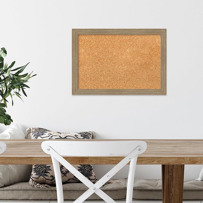 Amanti Art Natural Cork Board for Wall, 14x20 Vision Board with Brown Wood Frame, Small Corkboard Office Decor for Home Organization, Casual Corkboard Pinboard to Display Items for Home Organization