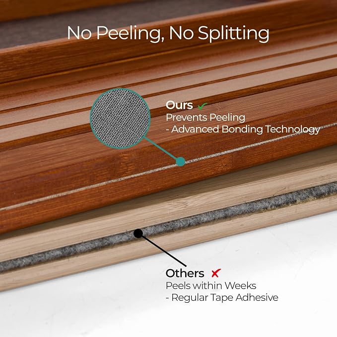 DETOR Couch Arm Tray with Anti-Slip Leather Pad, Sturdy Bamboo Slats, Fits Armrests 5.5" and Wider, Acacia Stained