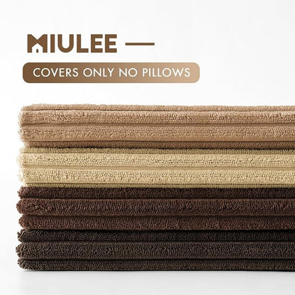 MIULEE Boho Farmhouse Throw Pillow Covers 18x18 Inch Set of 4 Rustic Mordern Neutral Cushion Covers Soft Corduroy Nordic Home Decor for Couch Bed Sofa Living Room Dark Brown