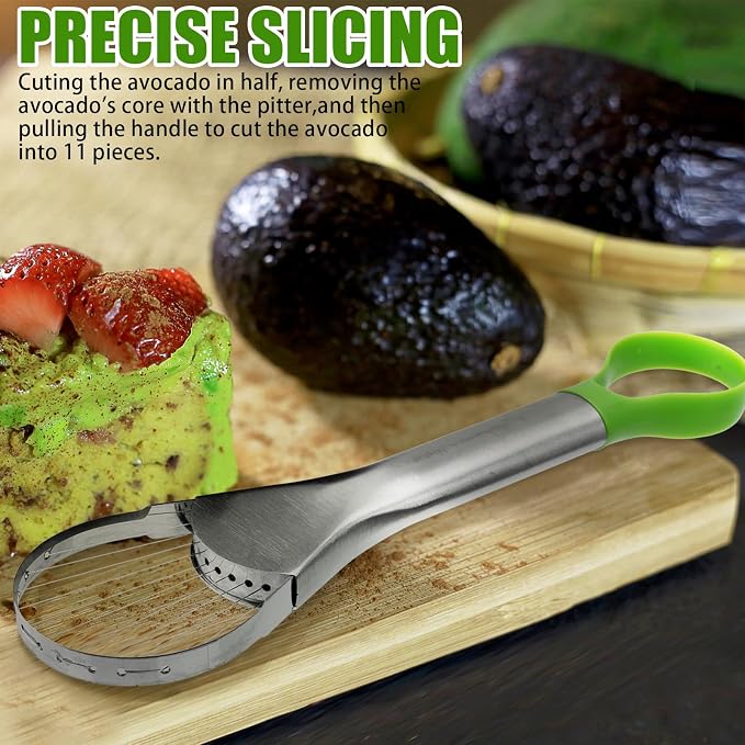 2-in-1 Avocado Pitter and Slicer, Well Made Stainless Efficient Kitchen Tool Dishwasher Safe for Hassle-Free Avocado Prep Sandwiches, Salads