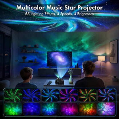 Rossetta Dual Lens Galaxy Projector, Star Projector for Bedroom with White Noise & Bluetooth Speaker, Remote, Timer, Aurora & Nebula Night Light for Room Decor, Party, Yoga, Gifts for Kids Adult Teen