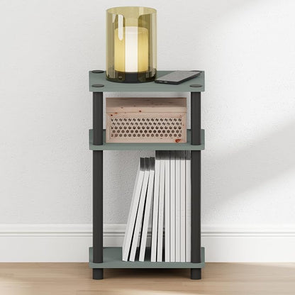 Furinno JUST Night Stand, 3-Tier Turn-N-Tube Nightstand, Toolless Bedside Table, End Table, Side Table with Open Storage, for Bedroom, Closet, Dorm, Sage Green