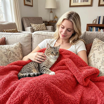 Exclusivo Mezcla Fleece King Size Bed Blanket, Ultra Soft, Lightweight and Fuzzy Red Blanket for Women, Home Decor, 90x104 Inches