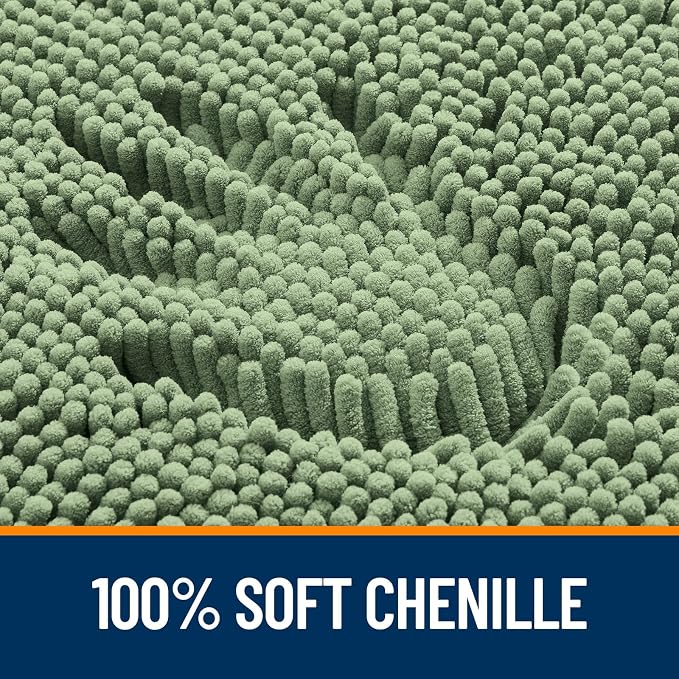 OLANLY Toilet Rugs U-Shaped 24x24, Extra Soft Absorbent Chenille Contour Bathroom Rugs for Toilet, Dry Quickly, Machine Washable, Non-Slip Bath Mat, Sage Green