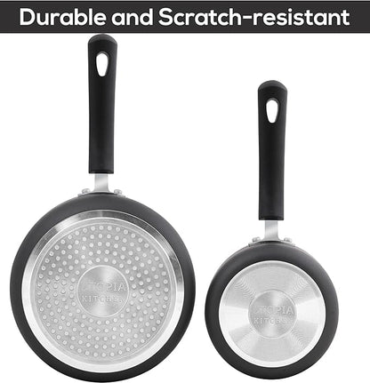 Utopia Kitchen Nonstick Stock Pot Saucepan Set with Lids, 1.5 Quart and 3 Quarts Multipurpose Stock Pots Set for Home, Kitchen or Restaurant, Grey & Black