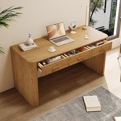 Maggym 60” Modern Writing Desk with 3 Storage Drawers, Home Office Computer Desk for Study, Workstation Table for Bedroom & Living Room