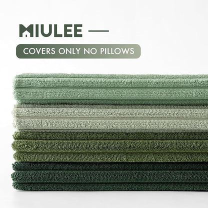 MIULEE Boho Farmhouse Sage Green Throw Pillow Covers 18x18 Inch Set of 4 Mordern Nordic Cushion Covers Soft Corduroy Spring Home Decor for Couch Bed Sofa Living Room Forest Green (Pack of 2)