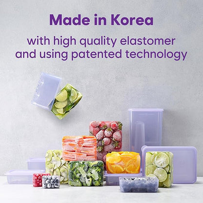 Twist-Release Freezer Containers, for Soup&Sauce pack,12pcs Flexible When Frozen | Anti-Break, BPA-Free, Stackable | Made in Korea