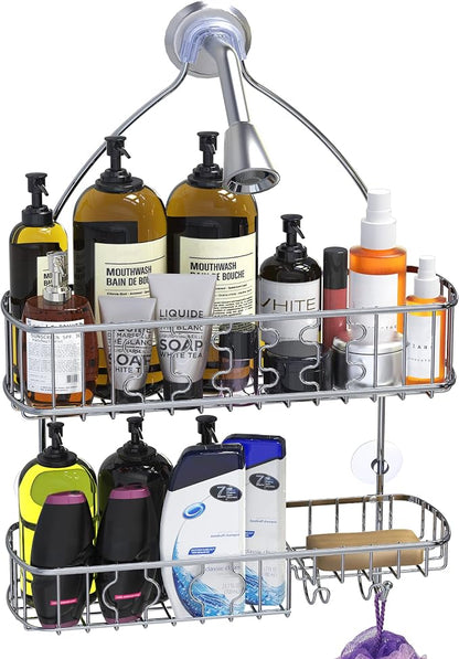 Simple Houseware Bathroom Hanging Shower Head Caddy Organizer, Chrome (26 x 16 x 5.5 inches)