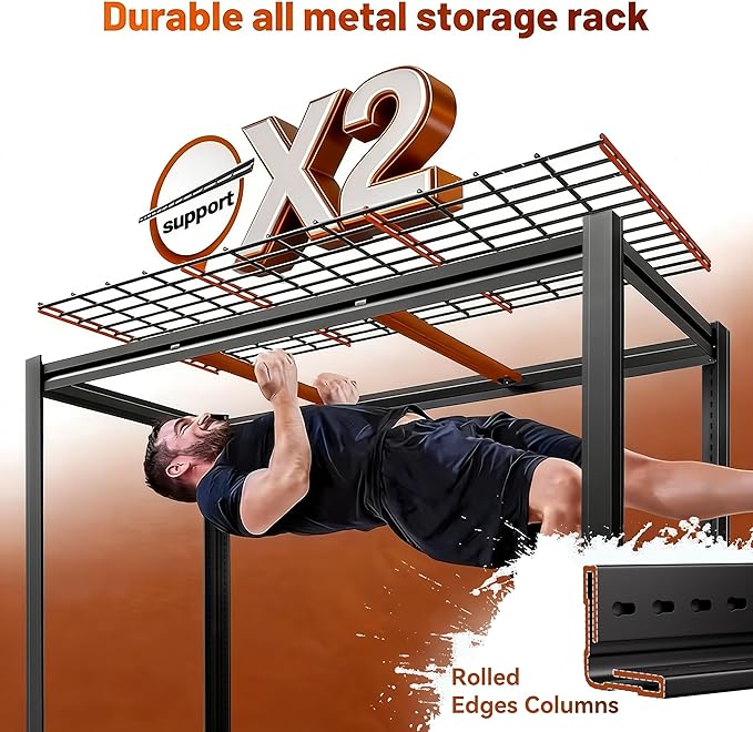 Extra Large 83.8" Hx 55.2" Widex 23.6" D Adjustable Industrial Metal/Steel 6-Shelf-Storage-Rack Heave Duty Utility Tall Garage/Warehouse Shelving Shelves Unit/System for Bin/Shed, Black